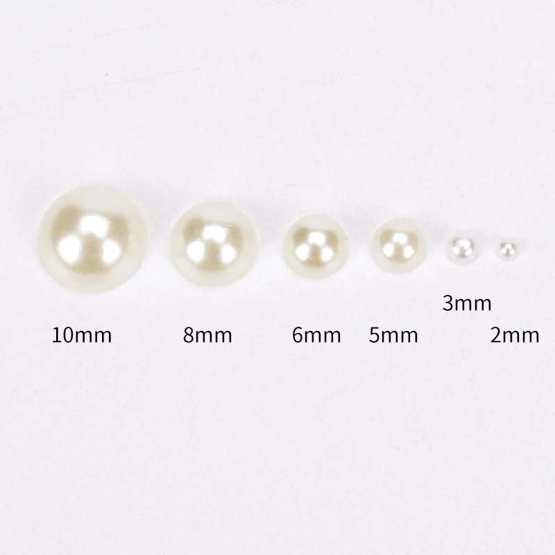 2mm-14mm Beige ABS Imitation Pearls Half Round Flatback Resin Pearl Glue On Rhinestones Beads Nail Art Crafts Diy Decoration