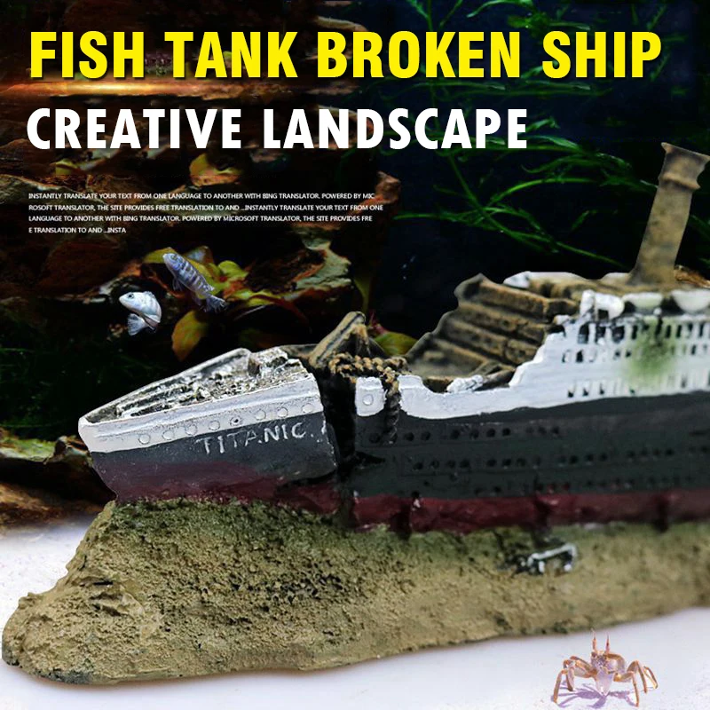 New Resin Craft Titanic Lost Wrecked Boat Ship Aquarium Fish Tank Ornament