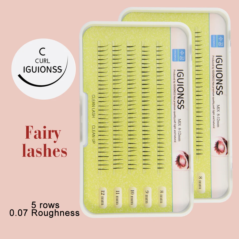 IGUIONSS 5 rows 150 pcs Eyelashes Single Cluster Self-Grafting Fairy Lashes design 6-11mm Mixed Packaging C Curl