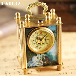 Beauty Fairy Pattern Mechanical Pocket Watch Collection Roman Numerals Dial Luxury Gold Fob Chain Clock for Men Dropshipping