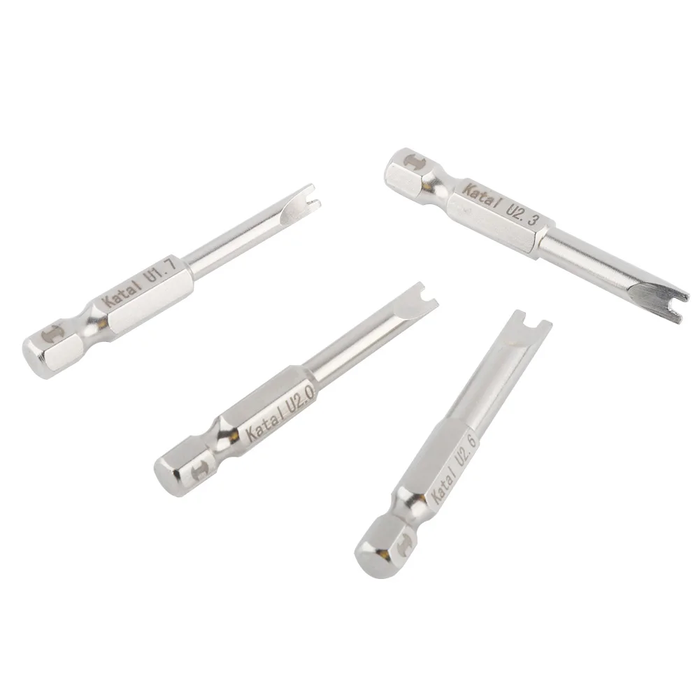 FIXFANS 4 Piece 1/4 Inch Hex Shank U Fork Type Screwdriver Bit Set with Magnetic Screwdriver Bit Holder Handle Socket Adapter