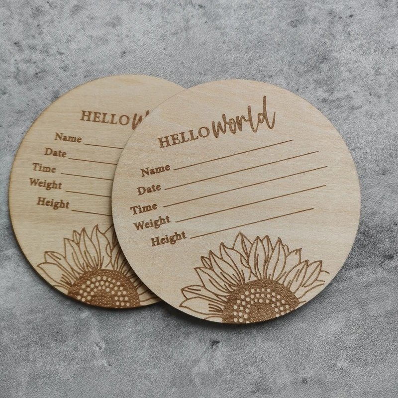 20pcs Sunflower Announcement  name sign Wooden  Name Plaque  Nursery Decor Hello World