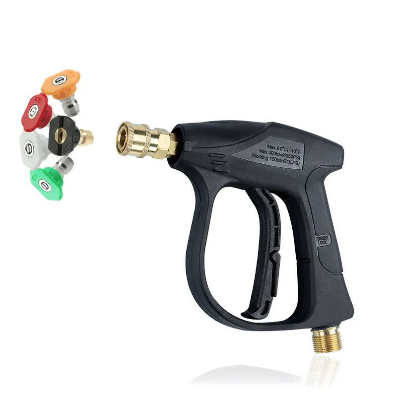 Short Wand High Pressure Washer Handle Gun 3000 PSI Max 5 Pressure Power Washer Nozzles Tips