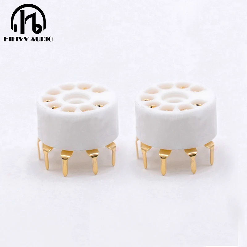 

9Pins Tube Holder Socket Ceramic gold-plated bipolar PCB socket tube 12AX7 6N4 ECC83 upgrade Tube power Amplifiier