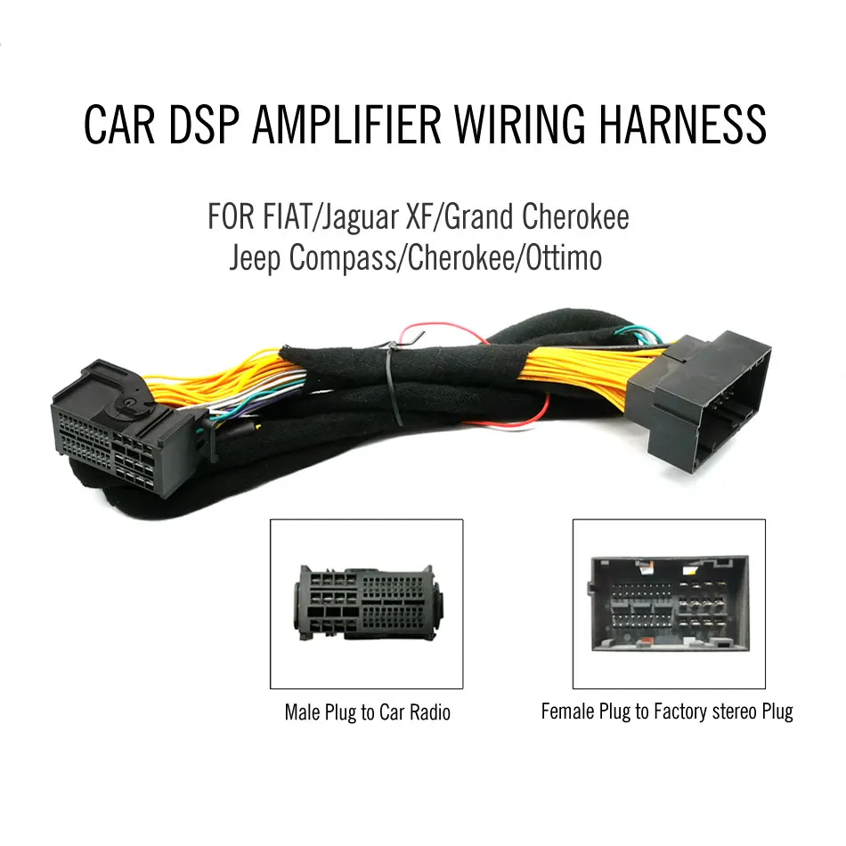 PUZU car dsp amplifier wiring harness for fiat/jaguar XF/Grand Cherokee/Jeep compass/ottimo cars