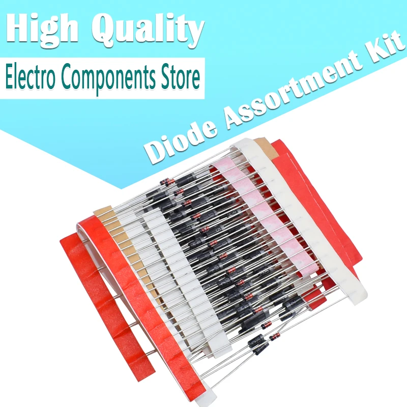 100Pcs/Lot 8Values Diode Assorted Kit 1N4148 1N4007 1N5819 1N5399 1N5408 1N5822 FR107 FR207 Electronic Components Package