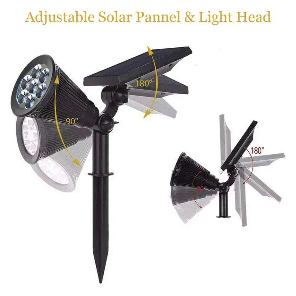 Adjustable 7LED Solar Spotlight Outdoor Waterproof Changing Color Lawn Lamps Light Control Yard Garden Landscape Lights Decor
