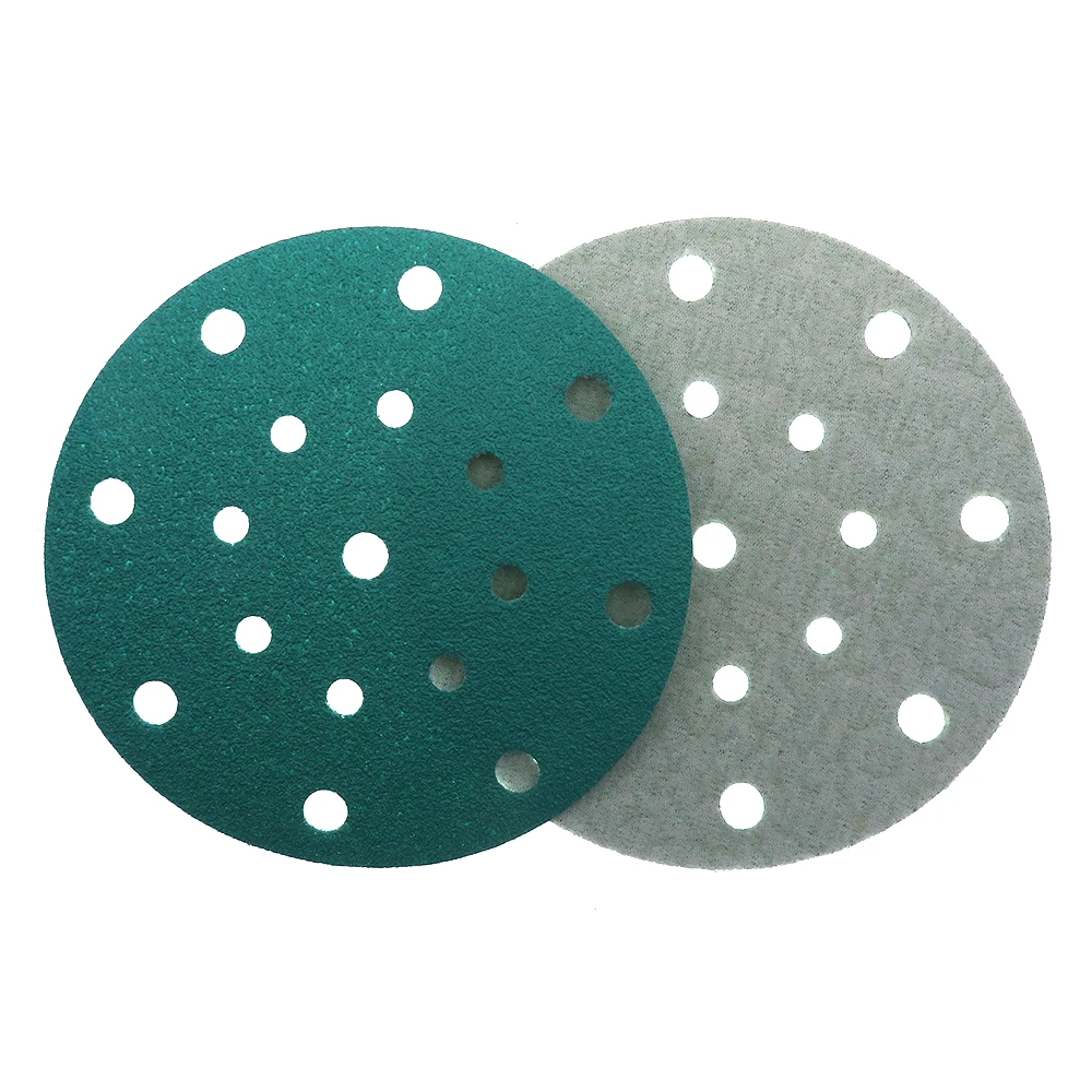 10Pcs 6 Inch 150mm 17 Holes Sandpaper 60 to 2000 Grits Hook and Loop Green Film Sanding Disc For Polishing and Grinding