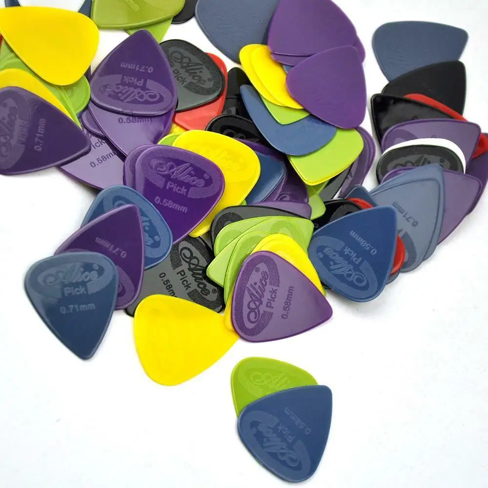 Lots of 100pcs Alice Assorted 0.58mm 0.71mm Anti-slip Nylon Guitar Picks AP-G