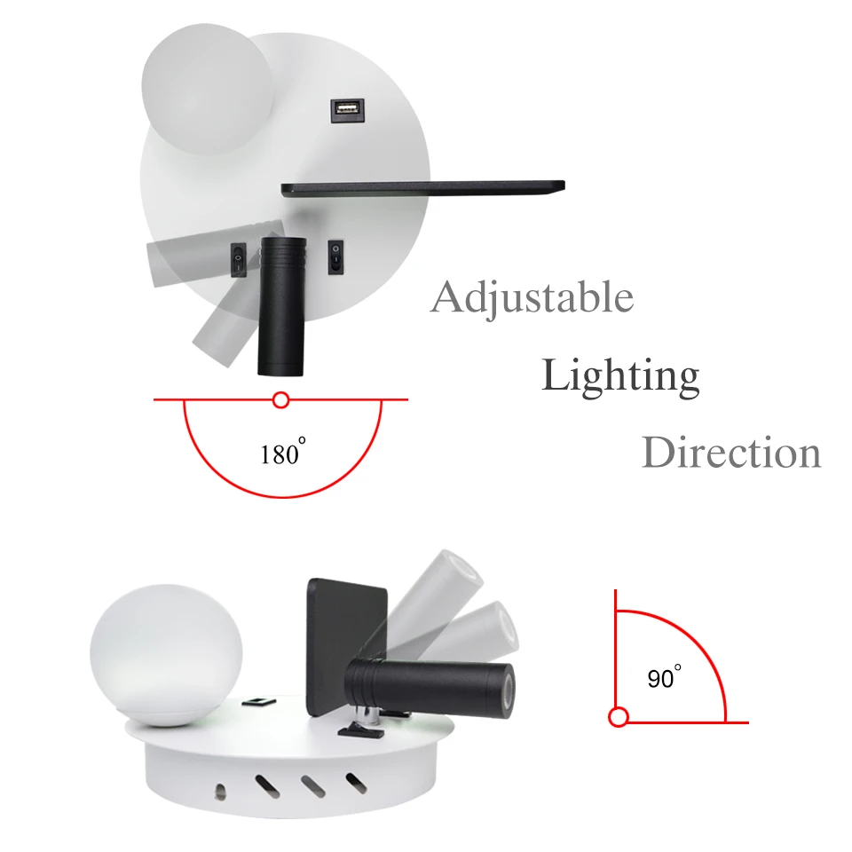 Imagem -04 - Nordic Indoor Led Lâmpadas de Parede com Interruptor Cabeceira Wall Sconces Usb 5v Lâmpada de Parede de Leitura Quarto Sala Moderna