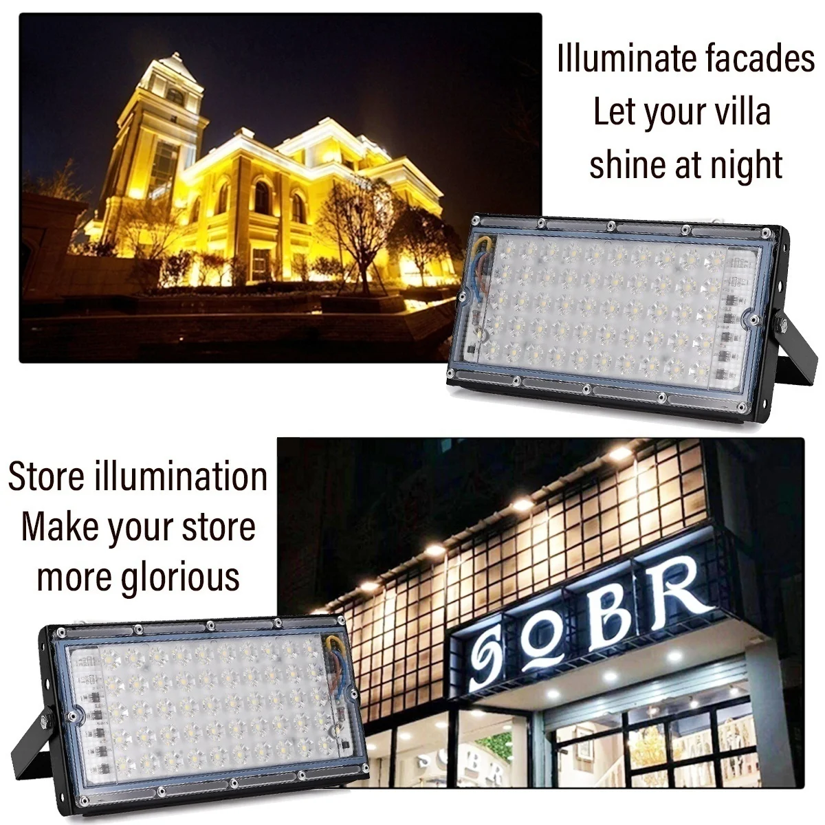 4/8PCS 50W Outdoor Floodlight AC220V With Warm/ White Light LED Spotlight IP65Waterproof LED Street Lamp Wall Landscape Lighting