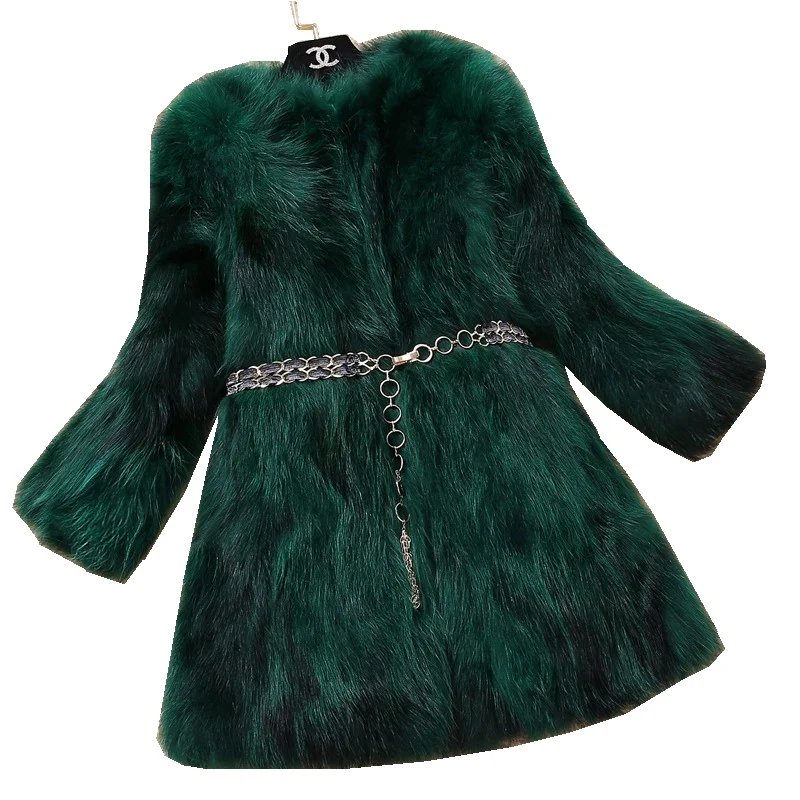 

Lady Real Raccoon Fur Coat Jacket Autumn Winter Women Slim Warm Outerwear LF4295