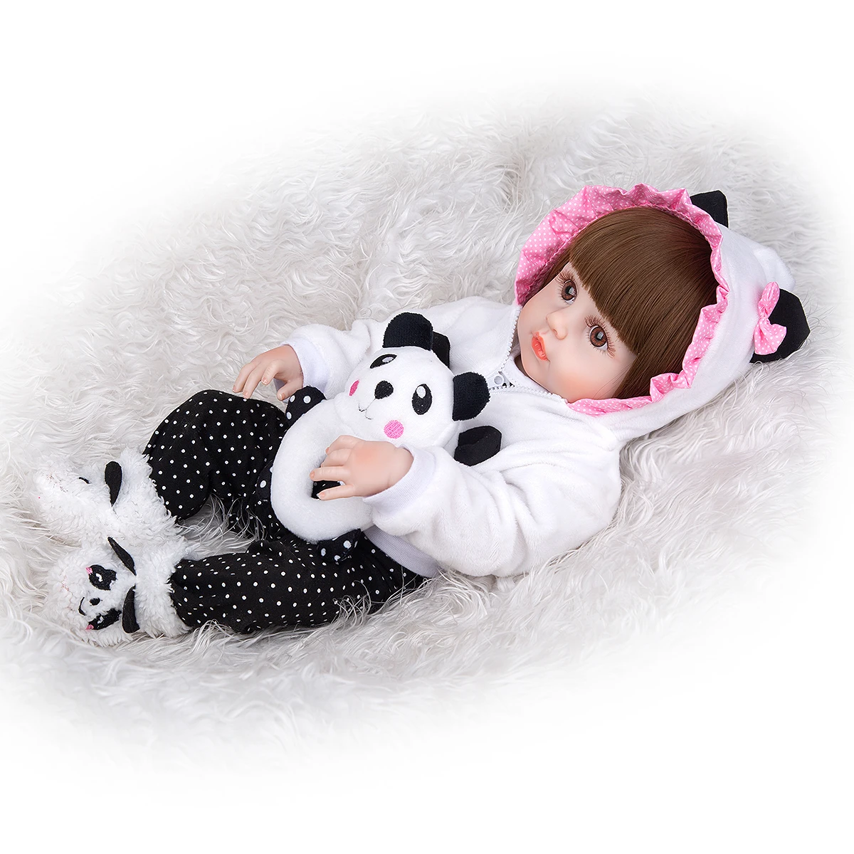 KEIUMI 19 Inch Bebe Reborn Menina Full Silicone Body Likelife Beautiful Panda Reborn Babies Doll For Children Birthday Gift