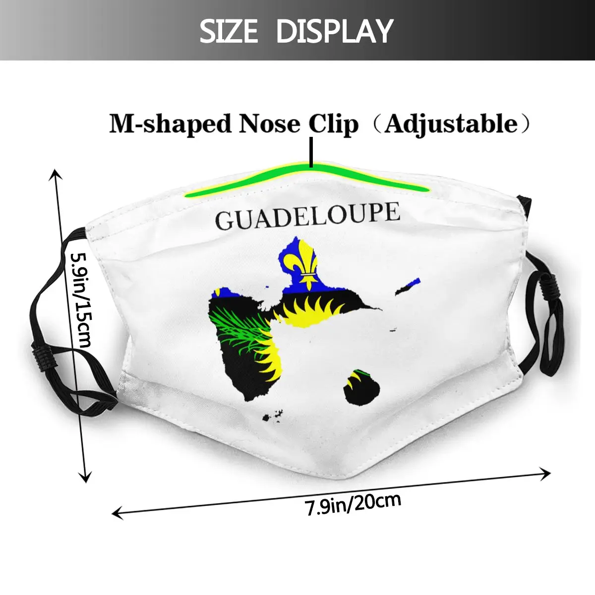 Guadeloupe Map Flag, France, French Region R276 Funny Novelty R276 Activated Carbon Filter Mask