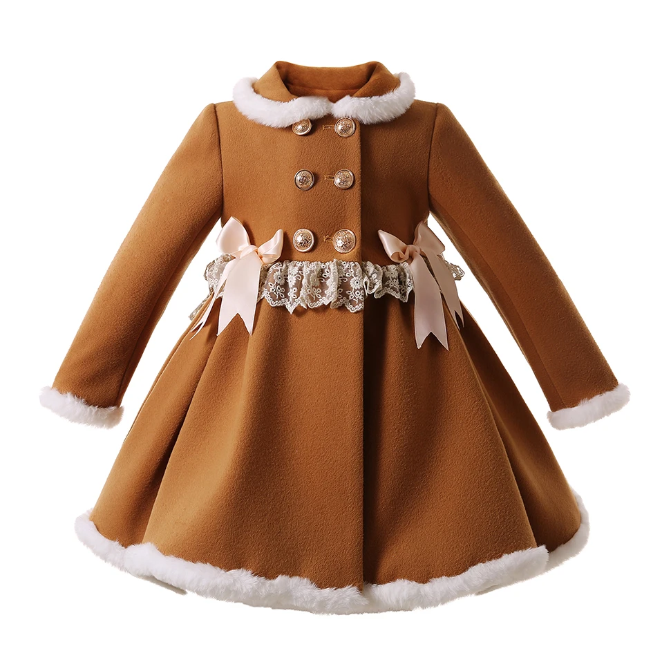 

Pettigirl Winter Children Kids Winter Clothes Fur Brown Toddler Jacket Coats for Girls Outwear From 2 to 12Y Warm Girls Coats