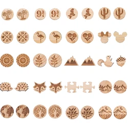 8Seasons Brown Wood Round Ear Post Stud Earrings Stainless Steel Arrowhead Animal For Women Jewelry Gifts 1 Pair
