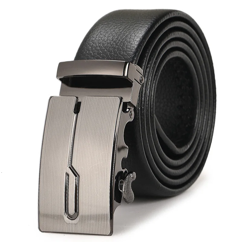 Peikong Brand Fashion Automatic Buckle Black Genuine Leather reversible russian Belt man high quality Belts for Men 3.5cm Width