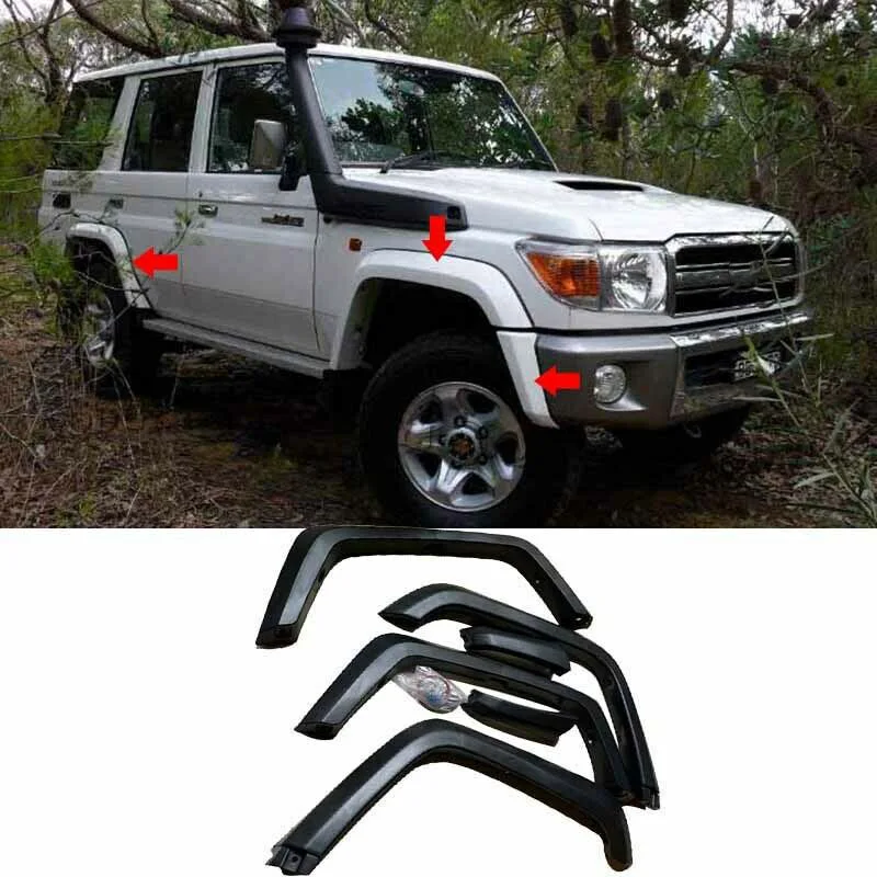 

For Toyota Land Cruiser LC70 75 76 77 FJ79 Fender Flares Wheel Arch Unpainted 6PCS Car modification Auto parts