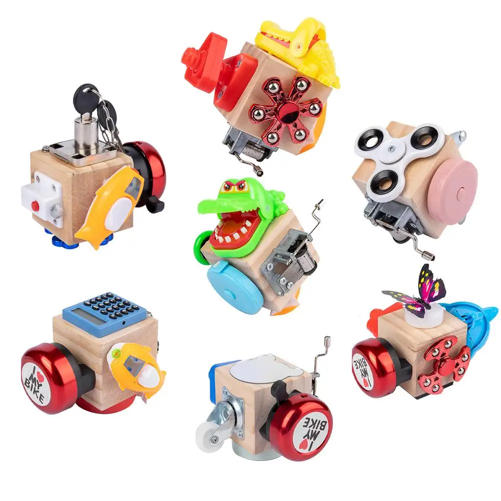 

7 Types Children Wooden Busy Toy Montessori Material Education Toy BusyBoard Baby Magic Busy Cube Training Lock Box Unlock Toy