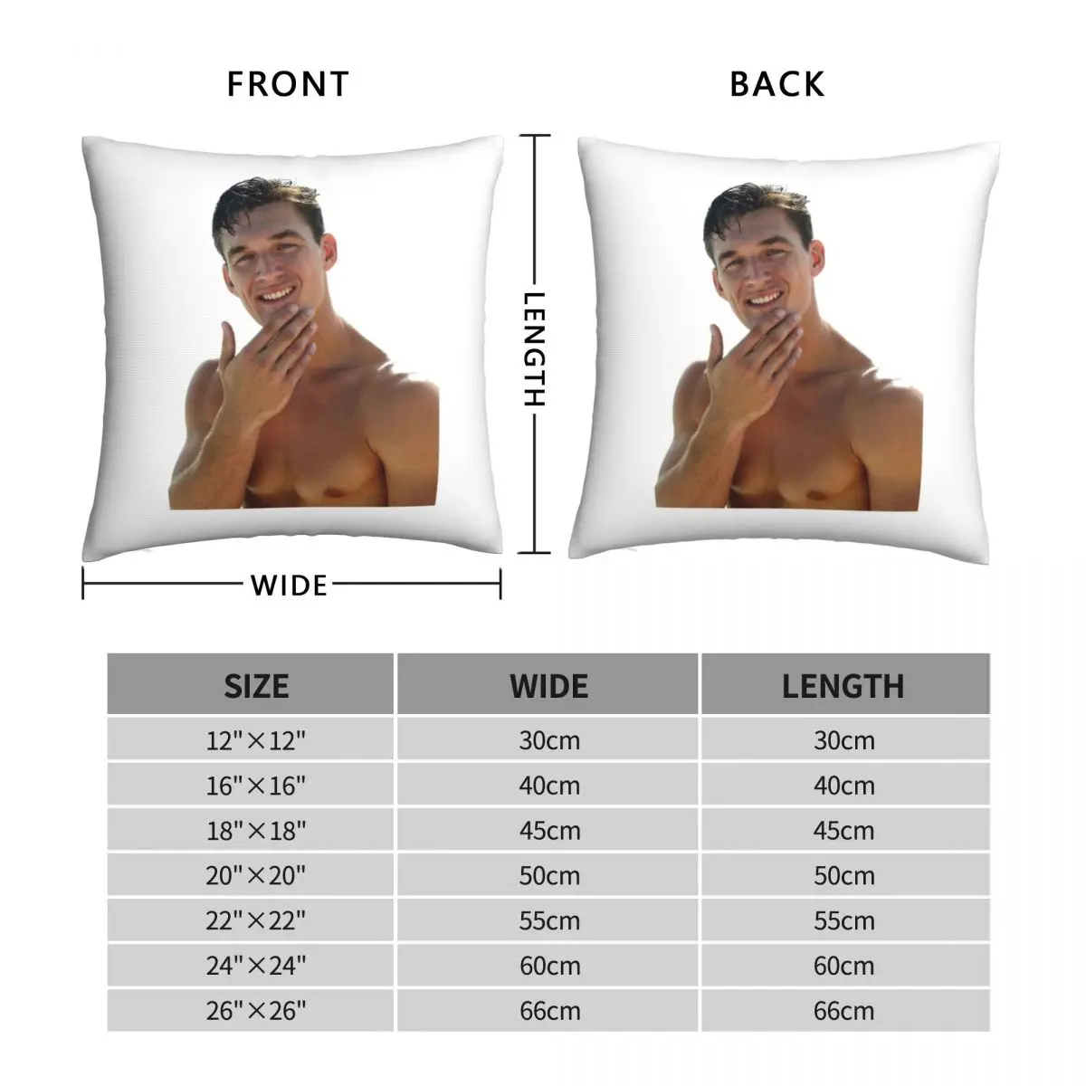 Tyler C. Shirtless Square Pillowcase Polyester Linen Velvet Printed Zip Decor Throw Pillow Case Sofa Seater Cushion Cover