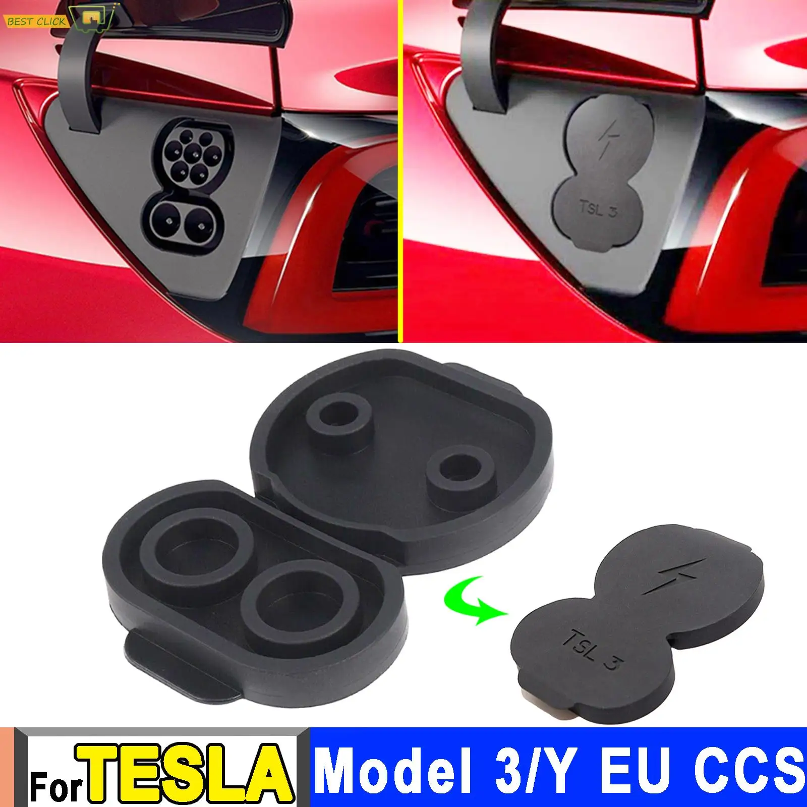 Silicone Car Charging Port Waterproof Cover Charger Hole Protector Dust Cover Cap for Tesla Model 3 2017 - 2020 Model Y CCS EU