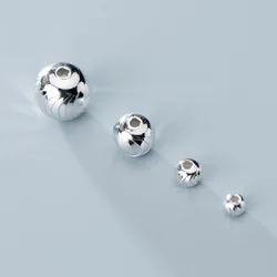 1pack 925 Sterling Silver Handwork Curve Round Loose Beads 3mm 4mm 6mm 8mm Manual Silver Charm Beads DIY Jewelry Findings Gift