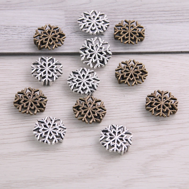 SWEET BELL  30pcs Two Color Snowflake Wheel Spacers Adapters Slider Spacer Jewelry Material Spacers  For 10mm Leather Cord