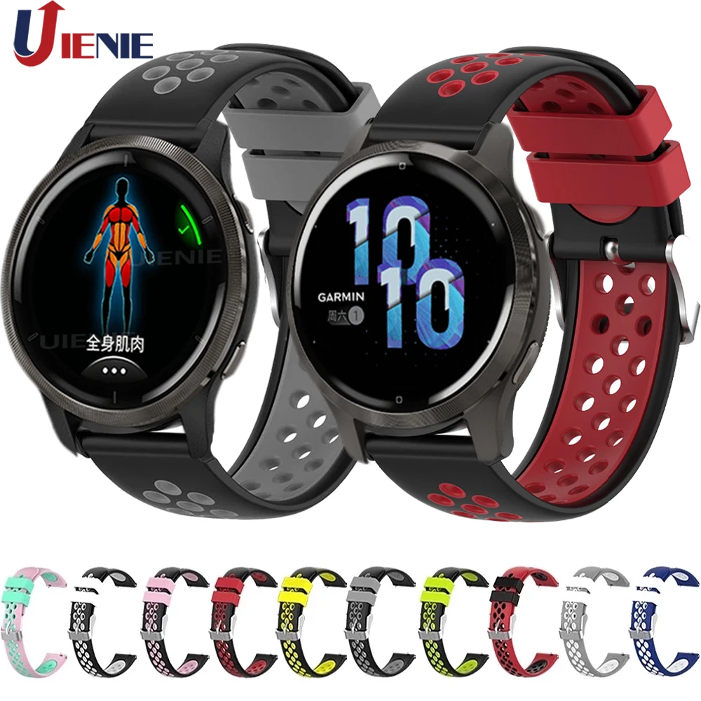 سيليكون حزام الساعات ل Garmin Venu 2 2s Vivoactive 4 حزام الرياضة سوار حزام (استيك) ساعة 22 مللي متر استبدال معصمه كوريا