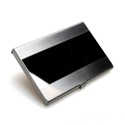 Tarjetero de negocios de acero inoxidable para hombre, estuche para tarjetas de identificación, presente