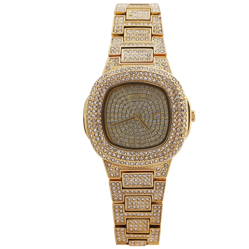 2020 VARLEDO  Luxury Womens Unisex Crystal Watch Bling Iced-Out Watch Oblong Wristwatch Fashion Diamond Quartz Analog Watch