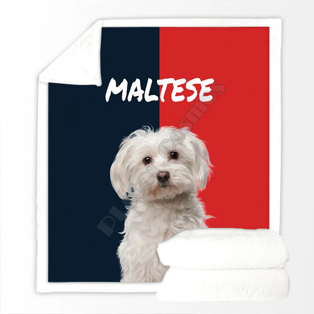 

Funny Maltese Cozy Premium Fleece Sherpa 3D printed Fleece Blanket on Bed Home Textiles Dreamlike