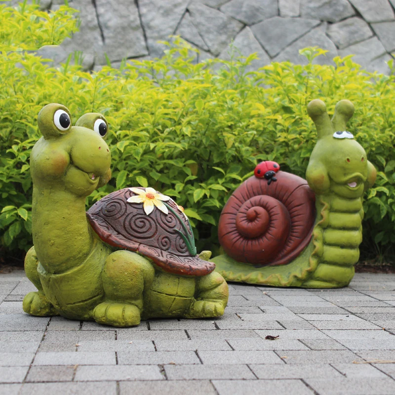 

Villa Courtyard Simulation Animal Decoration Resin Cartoon Snail Turtle Ornaments Outdoor Landscape Sculpture Figurines Crafts