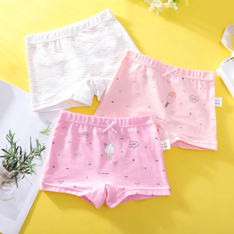 Children Fine Cotton Briefs Boxers Size 3-15T Teen Boys Girls Underwear Bright Color Prints Kids Quality Underpants 3pcs/Lot