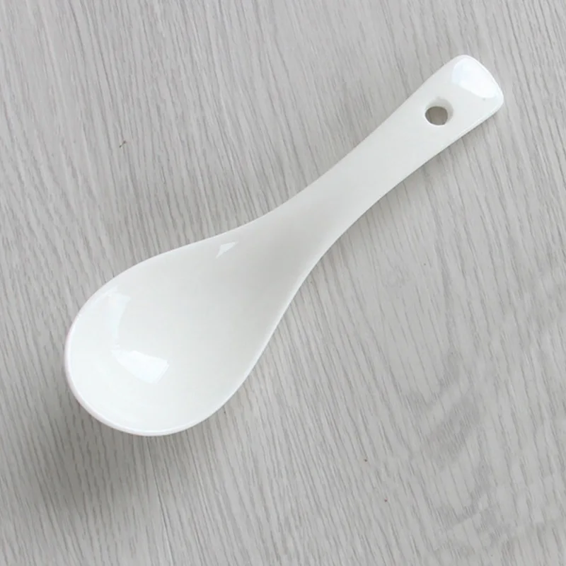 Plain White Bone Ceramic Spoon Kis Soup Spoon, Korean Chinese Rice Scoop Ice Cream Ladle, Porcelain Dinner Spoon