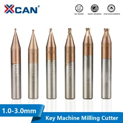 XCAN Key Machine Milling Cutter TiN Coated Vertical Key Machine 1.0/1.2/1.5/2.0/2.5/3.0mm For Copy Keys 4 Flute Keys Milling Bit