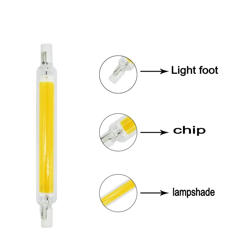 Imagem -02 - Cob Lâmpada Led Tubo de Vidro 78 mm 20w 118 mm 30w Substituir Lâmpada de Halogéneo 80w J78 J118 Luz do Ponto do Diodo 220v ac 230v Novo R7s