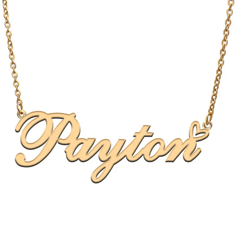 

Payton Name Heart with Necklace for Women Gold Stainless Steel Dainty Nameplat Pendant Jewelry Girl Mother Birthday Gift