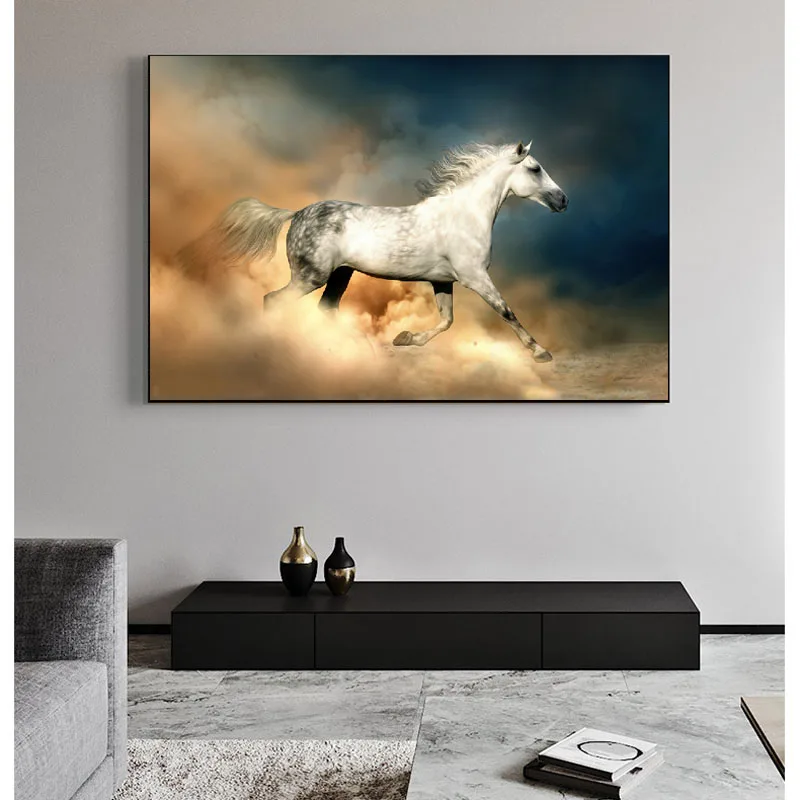 

SELFLESSLY Running Horse Painting Home Decor Wall Poster Canvas Print Abstract Animal Pictures For Living Room Decoration Prints