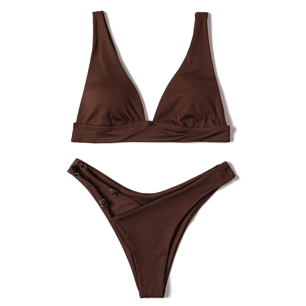 ZTVitality Sexy Brown Bikini Set 2022 recién llegado traje de baño acolchado de corte alto para mujer ropa de playa de verano traje de baño brasileño Biquini S-L