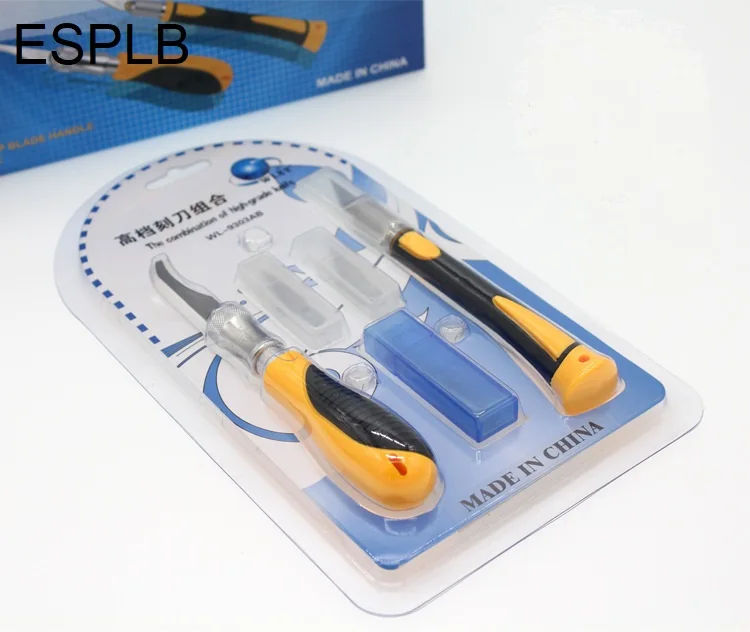 ESPLB Gravur Messer Kombination Carving Messer mit 13 stücke Klingen + 2 stücke Nicht-Slip Metall Griff für Holz papier Cutter Handwerk DIY – Detail 3