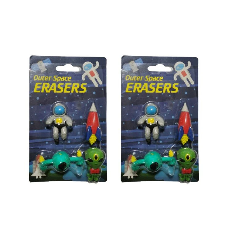 Spaceman Soldier Rubber Eraser Fighting with Alien UFO Monster School Eraser Baby Toy Collection Korean Stationery 4 Boxes