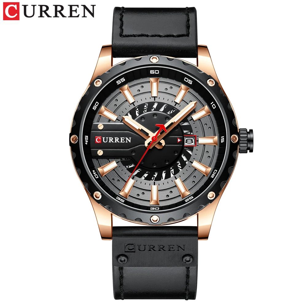 Curren Uhren Top Marke Mode Leder Armbanduhr lässig Quarz Herren uhr neue schicke leuchtende Zeiger Uhr 6