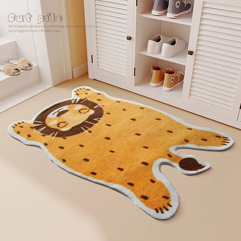 Cute Animal Lion Shaped Creative Mat For Living Room Rug Bedroom Washable Non-slip Carpet For Kids Room