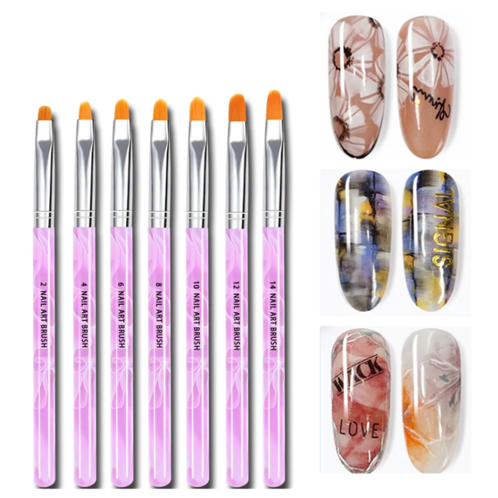 

100 Sets x 7 Pcs Nail Brushes Set UV Gel Brush Nail Art Professional Painting Draw Brush For False Nail Tips Wholesales