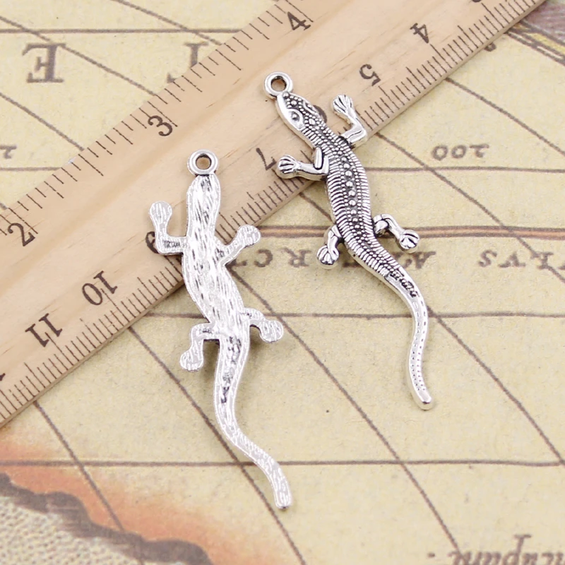 10pcs Charms lizard gecko 56x15mm Tibetan Bronze Silver Color Pendants Antique Jewelry Making DIY Handmade Craft