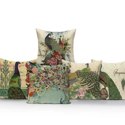 Animal Peacock Feathers Cushion Cover Polyester Peacock Pillow Covers For Home Decor Sofa Seat Car Square Throw Pillows Case