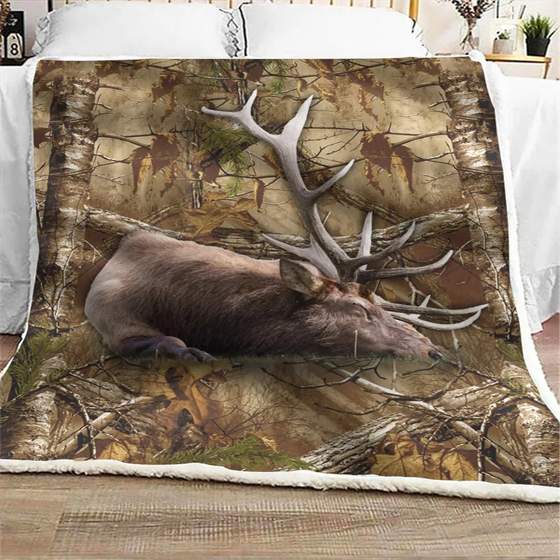 

Elk Hunting Blanket Huntbeus 3D full printed Wearable Blanket Adults/kids Fleece Blanket HOME ACCESSORIES