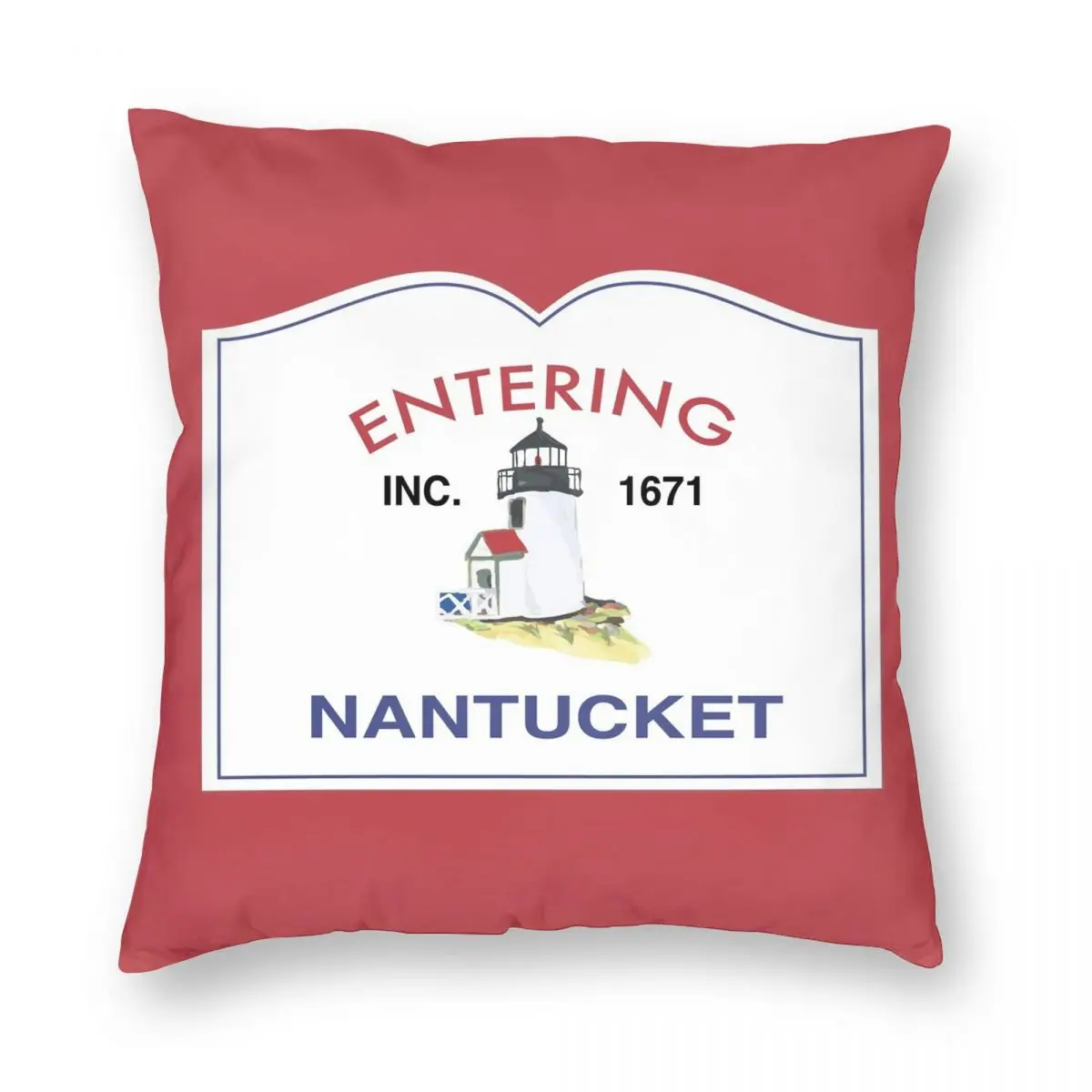 Entering Nantucket Sign Pillowcase Polyester Linen Velvet Pattern Zip Decor Bed Cushion Cover 45x45