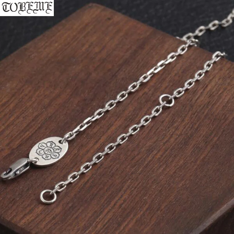 100% 925 Silver 2mm Tibetan Six Words Necklace 925 Sterling Pendant Necklace Buddhist OM Mantra Necklace for Pendants