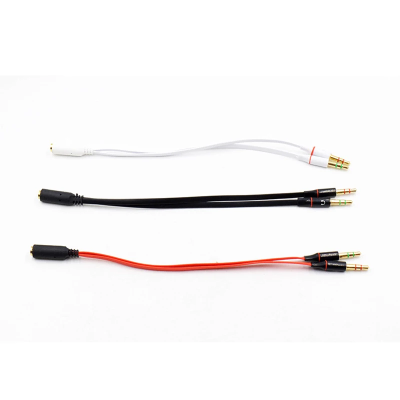 3.5mm Female To 2 Male 3.5mm Mic Audio Y Splitter Cable Headset To PC Adapter AUX Cable